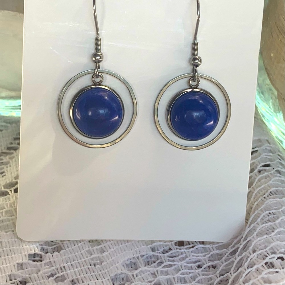 Blue Lapis Stone earrings , Handmade, NWT